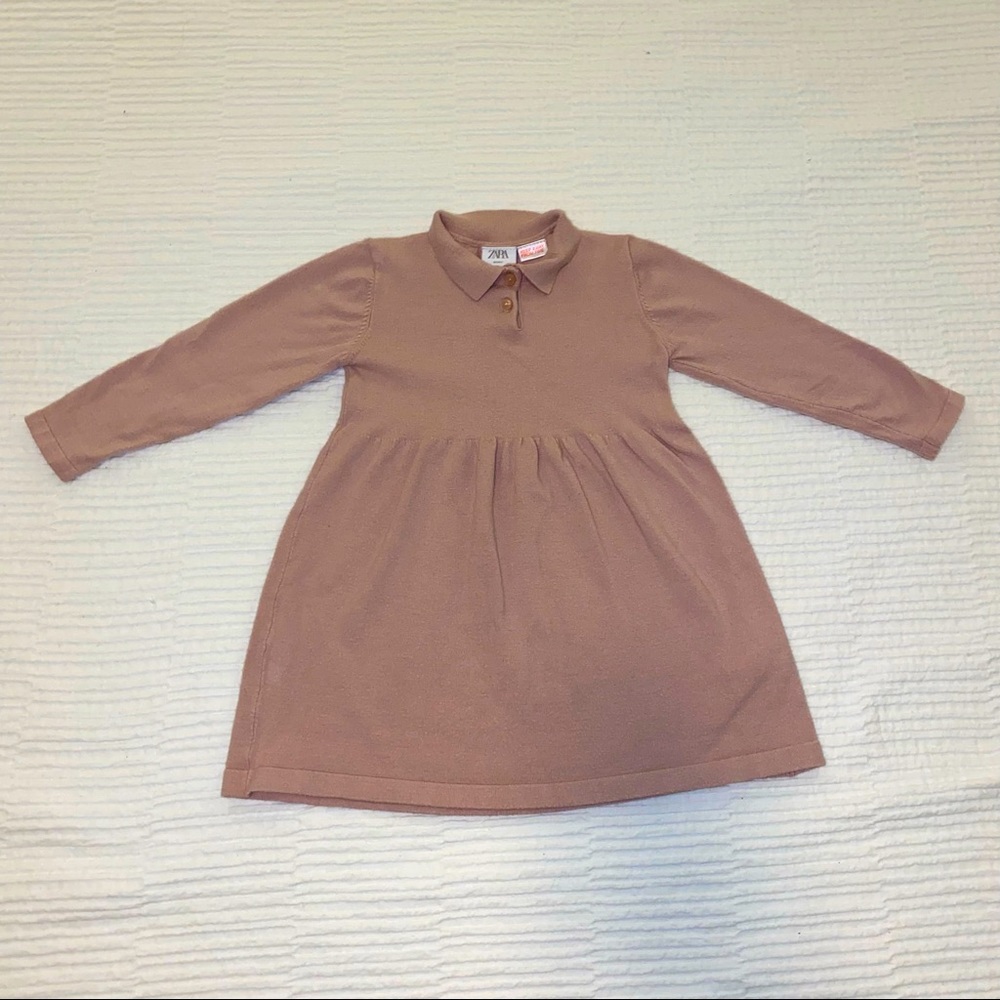 Dusty Rose color soft knitted polo dress from Zara